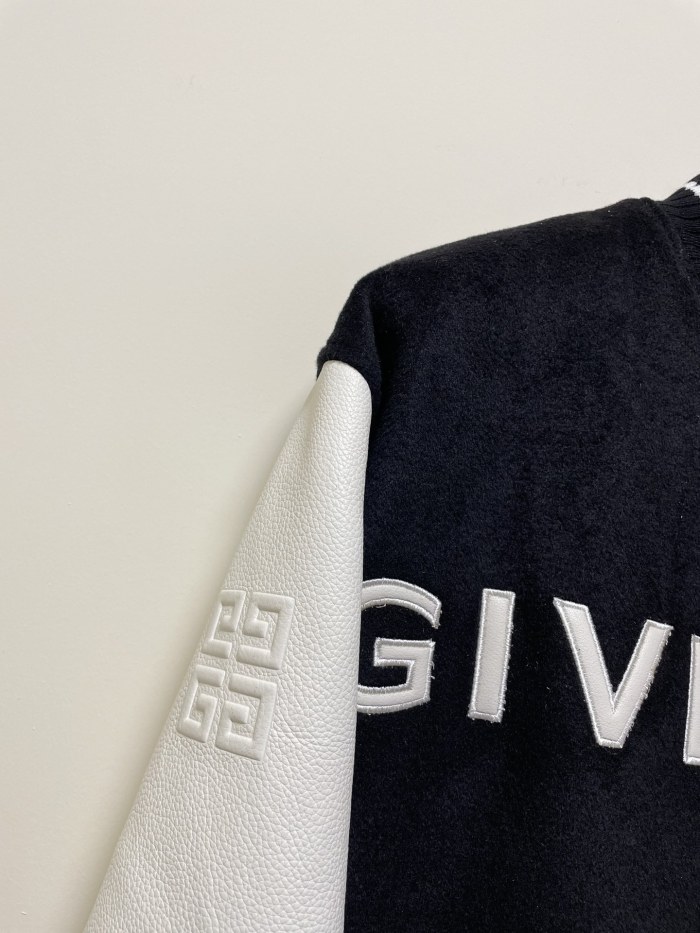 NIGO Givenchy Men's Autumn and Winter Color Blocking Single Breasted Wool and Leather Hooded Jacket #nigo74364