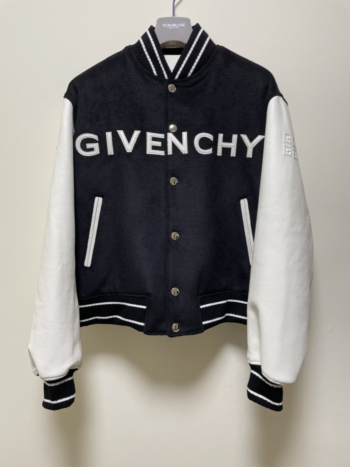 NIGO Givenchy Men's Autumn and Winter Color Blocking Single Breasted Wool and Leather Hooded Jacket #nigo74364