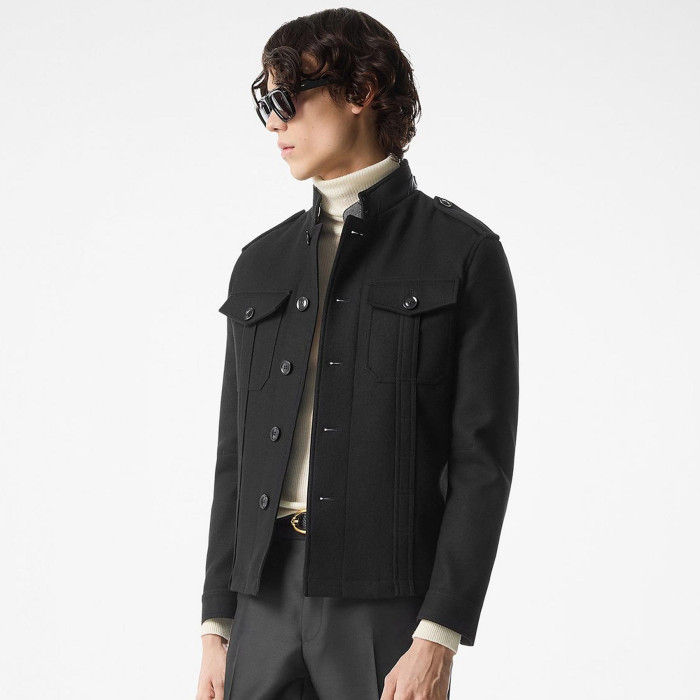 NIGO Tom Ford Men's Autumn and Winter Solid Color Standing Lapel Single Breasted Wool Long Sleeve Jacket #nigo74378