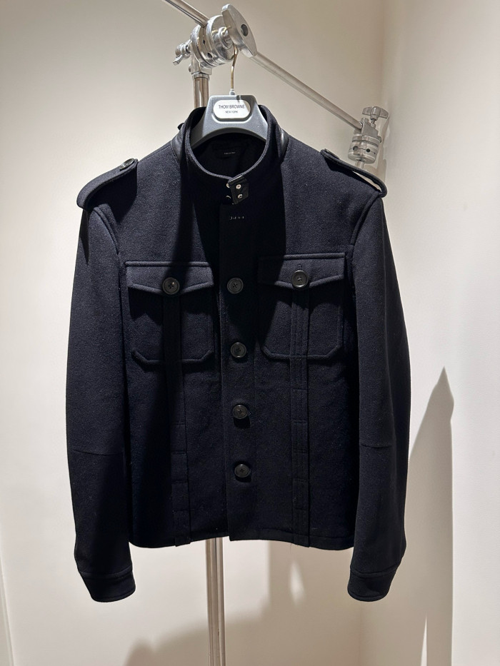NIGO Tom Ford Men's Autumn and Winter Solid Color Standing Lapel Single Breasted Wool Long Sleeve Jacket #nigo74378