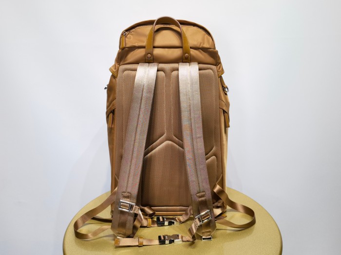 NIGO Prada Men's Solid Color Metal Triangle Label Flap Closure Backpack Recycled Nylon with Leather Shoulder Travel Bag Bags #nigo74382