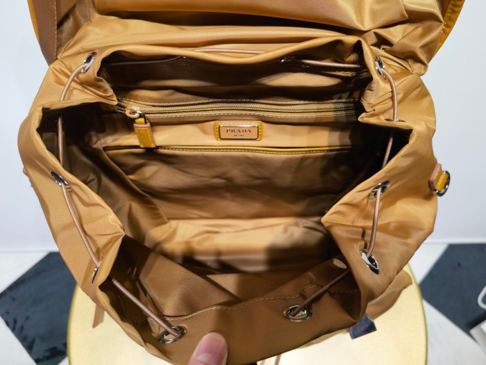 NIGO Prada Men's Solid Color Metal Triangle Label Flap Closure Backpack Recycled Nylon with Leather Shoulder Travel Bag Bags #nigo74382