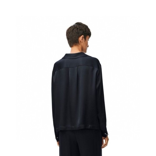 NIGO Loewe Women's Spring And Summer Solid Color Lapel Single Breasted Silk Loose Long Sleeved Shirt #nigo74392