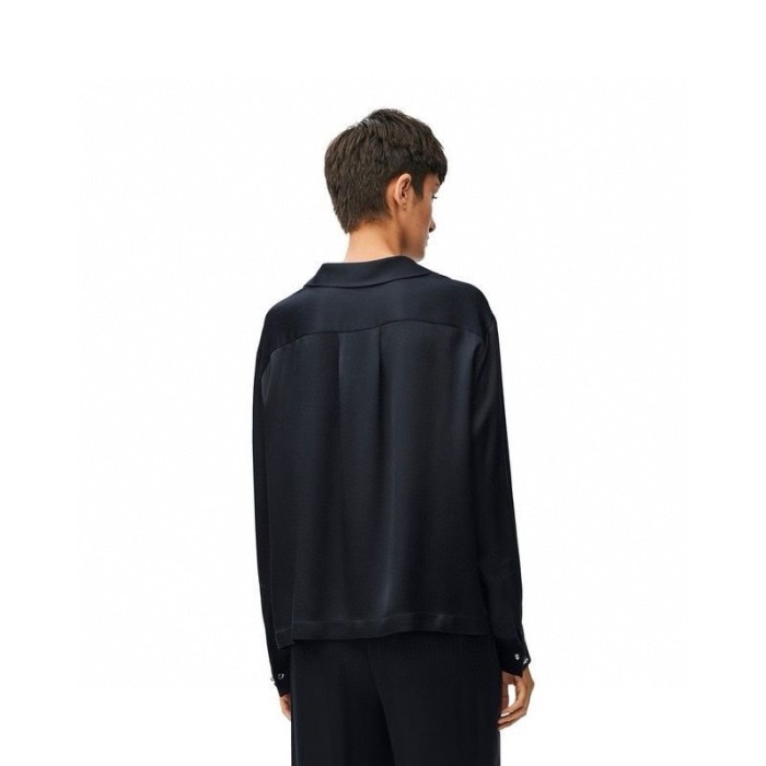 NIGO Loewe Women's Spring And Summer Solid Color Lapel Single Breasted Silk Loose Long Sleeved Shirt #nigo74392