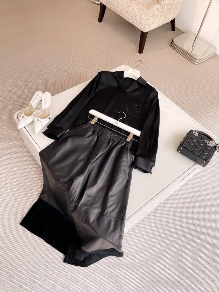 NIGO Loewe Women's Spring And Summer Solid Color Lapel Single Breasted Silk Loose Long Sleeved Shirt #nigo74392