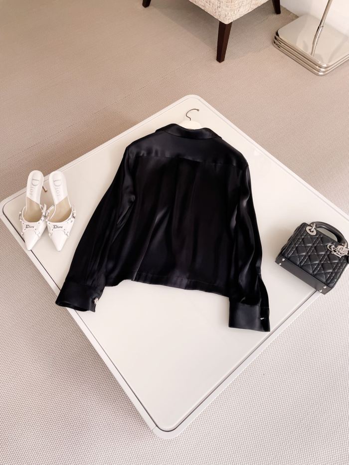 NIGO Loewe Women's Spring And Summer Solid Color Lapel Single Breasted Silk Loose Long Sleeved Shirt #nigo74392