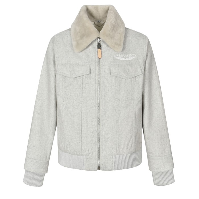 NIGO Louis Vuitton Men's Autumn and Winter Solid Color Wool Lapel Zipper Long Sleeve Jacket #nigo74399