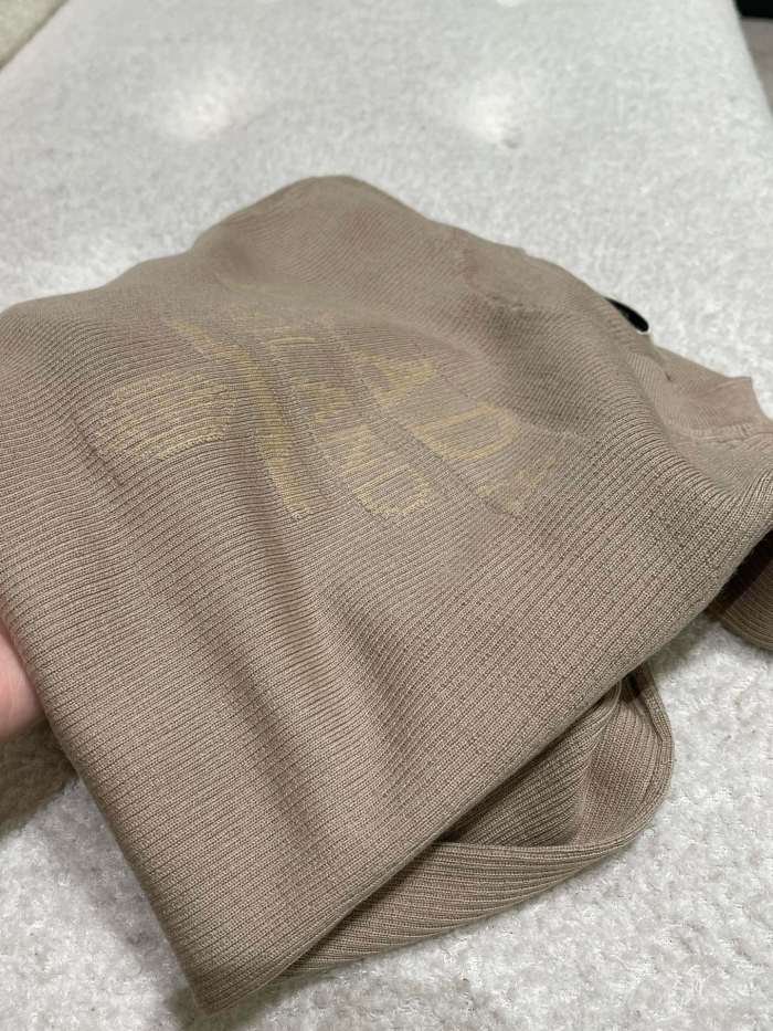 NIGO Prada Women's Spring/Summer Solid Color Monogrammed Wool Crew Neck Long Sleeve Knit Sweater #nigo74413