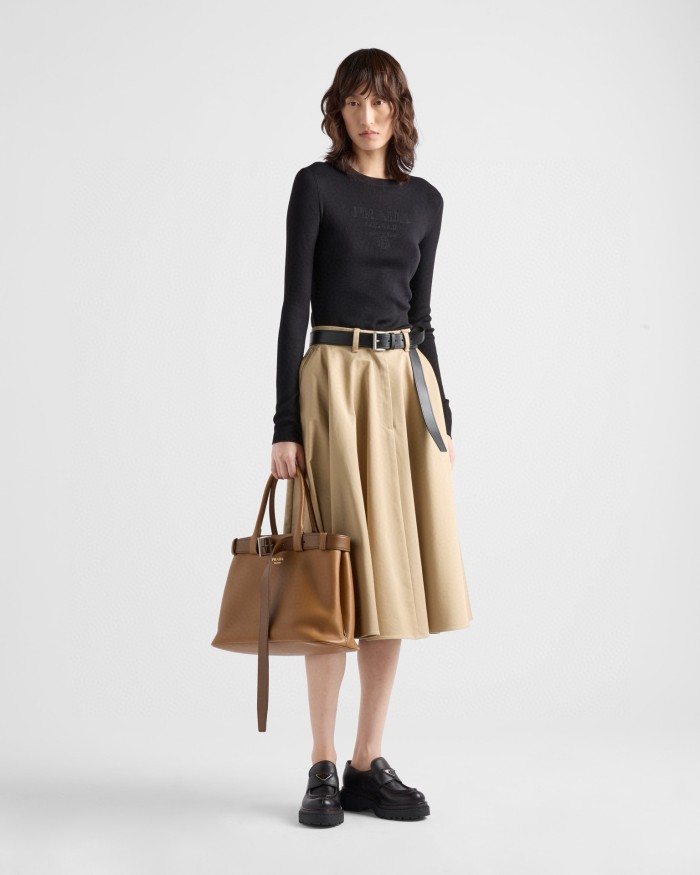 NIGO Prada Women's Spring/Summer Solid Color Monogrammed Wool Crew Neck Long Sleeve Knit Sweater #nigo74413