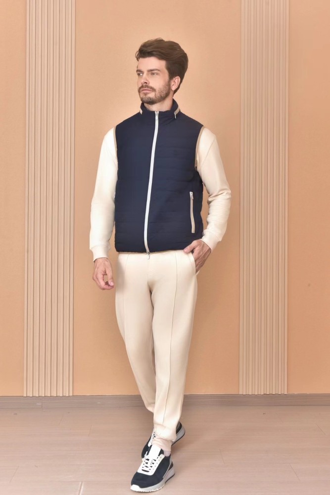 NIGO Brunello Cucinelli Men's Logo Embroidered High Neck Zipper Solid Color Fitted Straight Sleeveless Down Vest Ngvp #nigo9665