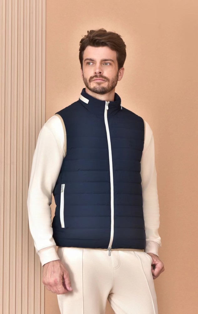 NIGO Brunello Cucinelli Men's Logo Embroidered High Neck Zipper Solid Color Fitted Straight Sleeveless Down Vest Ngvp #nigo9665
