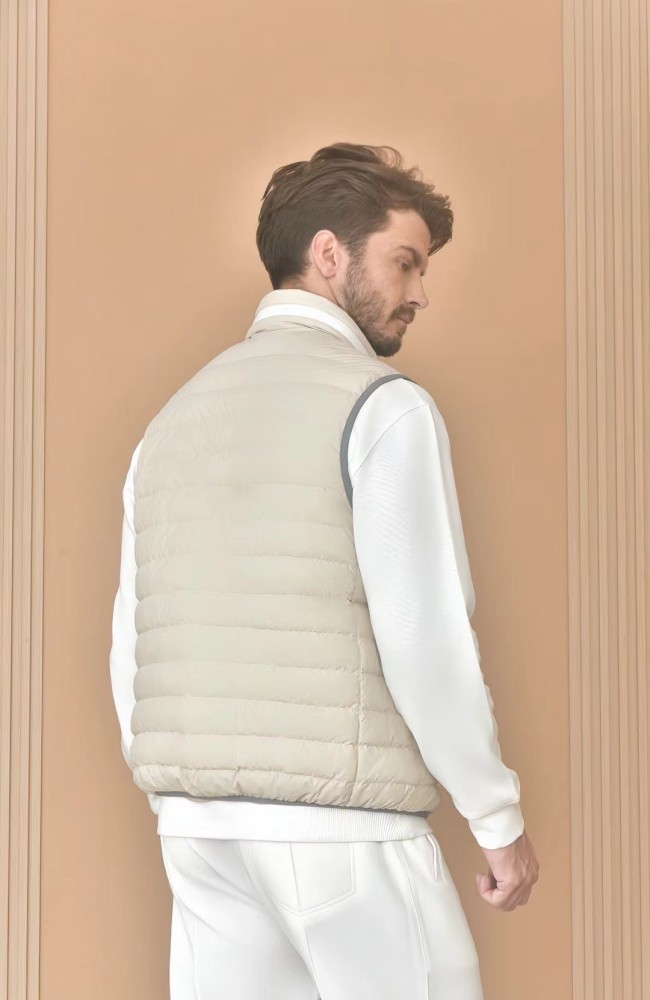 NIGO Brunello Cucinelli Men's Logo Embroidered High Neck Zipper Solid Color Fitted Straight Sleeveless Down Vest Ngvp #nigo9665