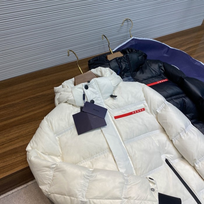 NIGO Prada Men's Autumn and Winter Solid Color Nylon Surface Waterproof Hooded Ski Zipper Long Sleeve Puffer Down Jacket #nigo74441