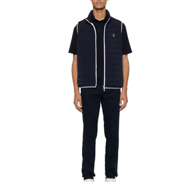 NIGO Brunello Cucinelli Men's Logo Embroidered High Neck Zipper Solid Color Fitted Straight Sleeveless Down Vest Ngvp #nigo9665