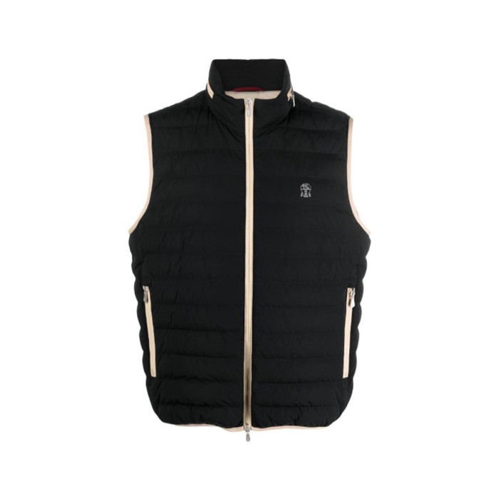 NIGO Brunello Cucinelli Men's Logo Embroidered High Neck Zipper Solid Color Fitted Straight Sleeveless Down Vest Ngvp #nigo9665