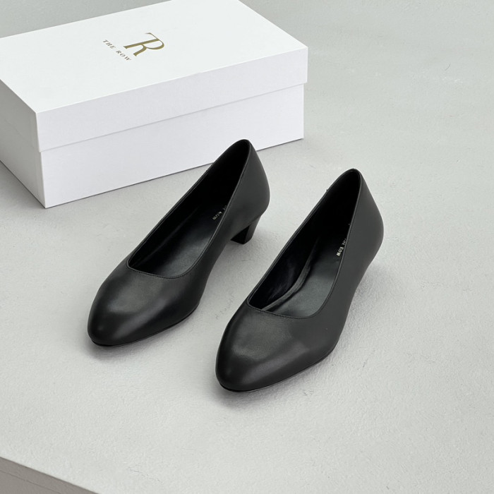 NIGO THE ROW Women's Spring and Summer Solid Color Pointed Toe Leather High Heels Shoes #nigo74443