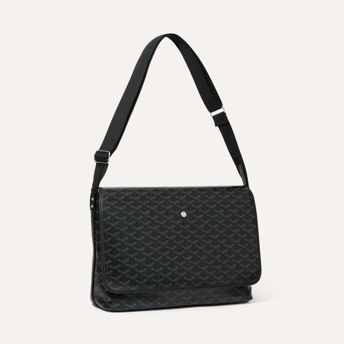NIGO GOYARD Jet Black Capetien Men's Y Old Flower Full Print Flap Closure Canvas Spell Leather Shoulder Crossbody Messenger Bag Bags #nigo74437