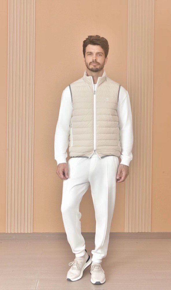 NIGO Brunello Cucinelli Men's Logo Embroidered High Neck Zipper Solid Color Fitted Straight Sleeveless Down Vest Ngvp #nigo9665