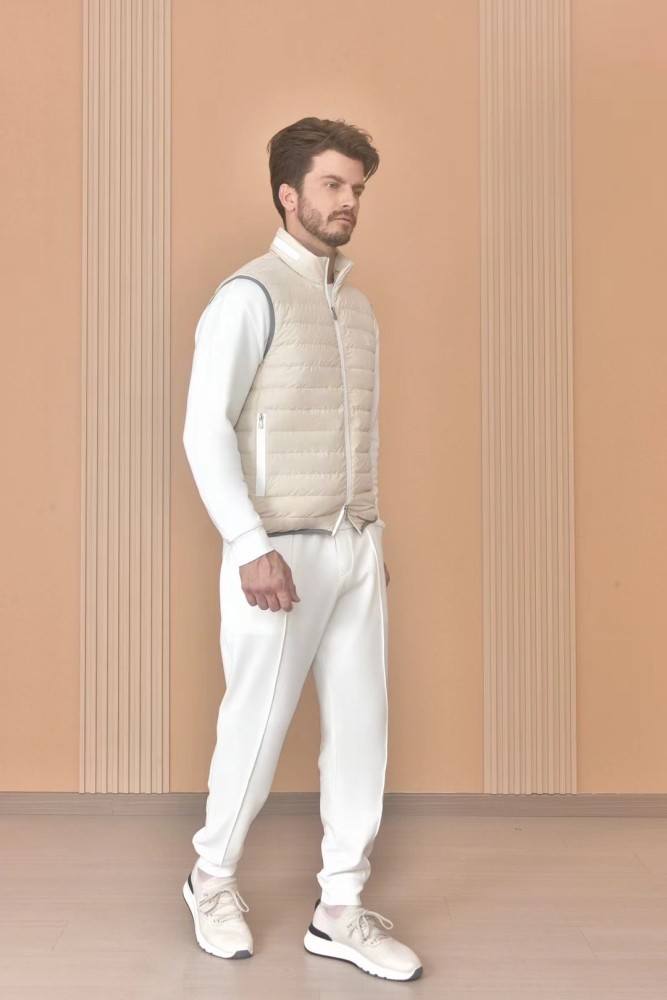NIGO Brunello Cucinelli Men's Logo Embroidered High Neck Zipper Solid Color Fitted Straight Sleeveless Down Vest Ngvp #nigo9665
