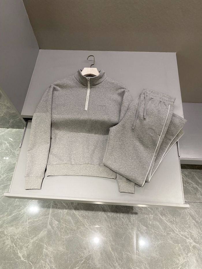 NIGO Dior Men's Spring and Autumn Solid Color Logo Embroidery Half Zipper Long Sleeve Sweatshirt Cotton Knit Sweatpants Pants Set Suit #nigo74451