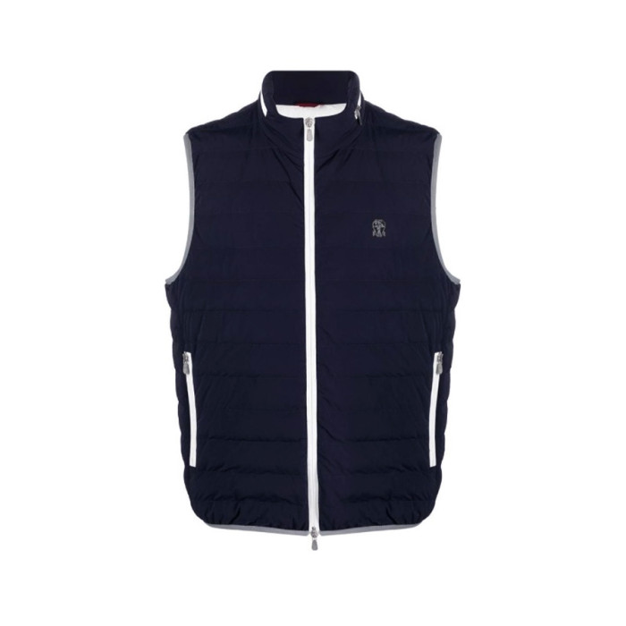 NIGO Brunello Cucinelli Men's Logo Embroidered High Neck Zipper Solid Color Fitted Straight Sleeveless Down Vest Ngvp #nigo9665