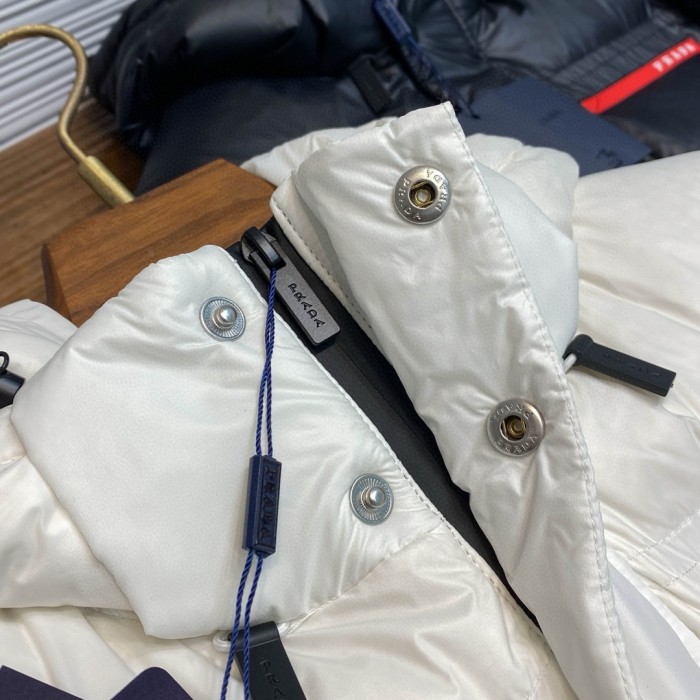 NIGO Prada Men's Autumn and Winter Solid Color Nylon Surface Waterproof Hooded Ski Zipper Long Sleeve Puffer Down Jacket #nigo74441