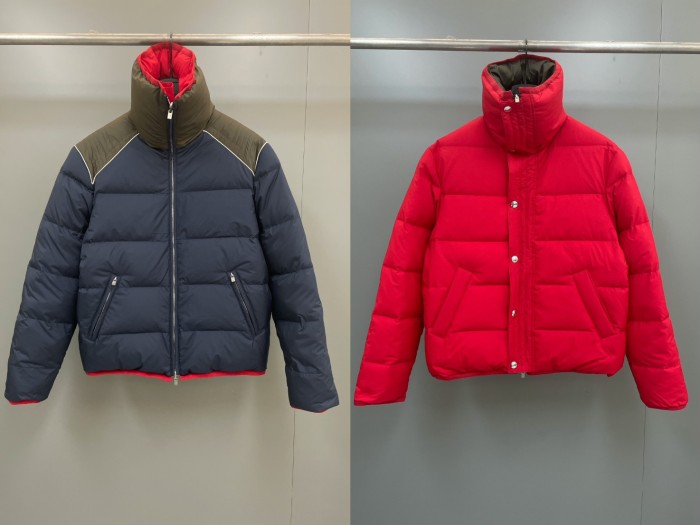 NIGO Loro Piana Men's Fall and Winter Colorblocking Lapel Reversible Zipper Long Sleeve Puffer Down Jacket #nigo74426