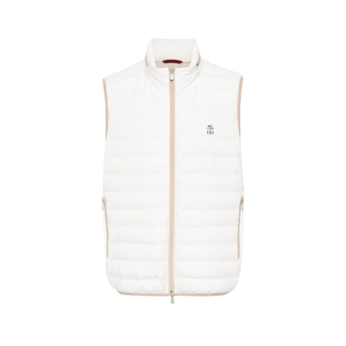 NIGO Brunello Cucinelli Men's Logo Embroidered High Neck Zipper Solid Color Fitted Straight Sleeveless Down Vest Ngvp #nigo9665