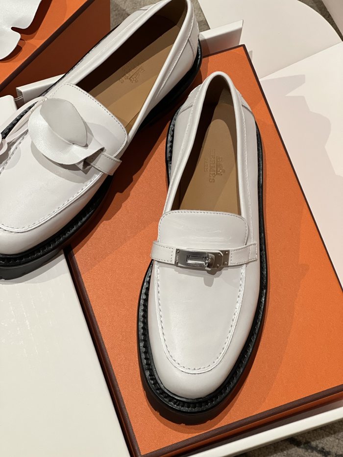 NIGO Hermes Women's Solid Color Suede Leather Round Head Over Toe Thick Bottom Loafers Shoes #nigo74457