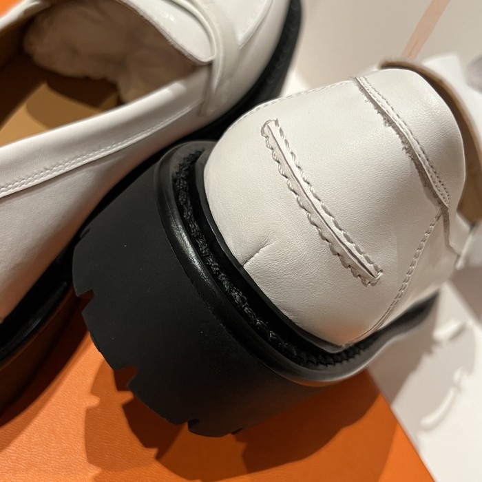 NIGO Hermes Women's Solid Color Suede Leather Round Head Over Toe Thick Bottom Loafers Shoes #nigo74457
