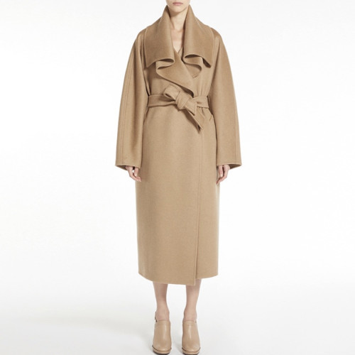 NIGO MaxMara Women's Autumn And Winter Cashmere Tie Lapel Casual Loose Solid Color Long Sleeve Coat Ngvp #nigo9664
