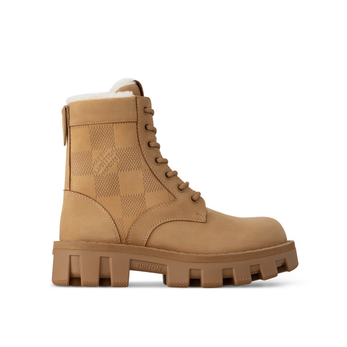 NIGO Louis Vuitton Men's Fall And Winter Suede Leather With Wool Lining Round Toe Lace-up Short Martin Boots Shoes #nigo74465