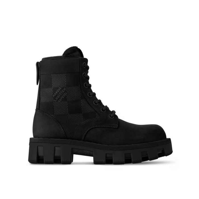 NIGO Louis Vuitton Men's Fall And Winter Suede Leather With Wool Lining Round Toe Lace-up Short Martin Boots Shoes #nigo74465