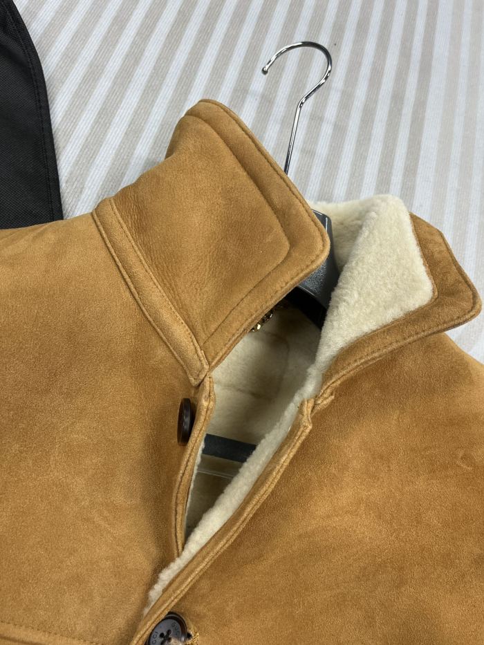 NIGO Gucci Men's And Women's Autumn And Winter Solid Color Suede Single Breasted Long Sleeved Wool Lined Jacket #nigo74481
