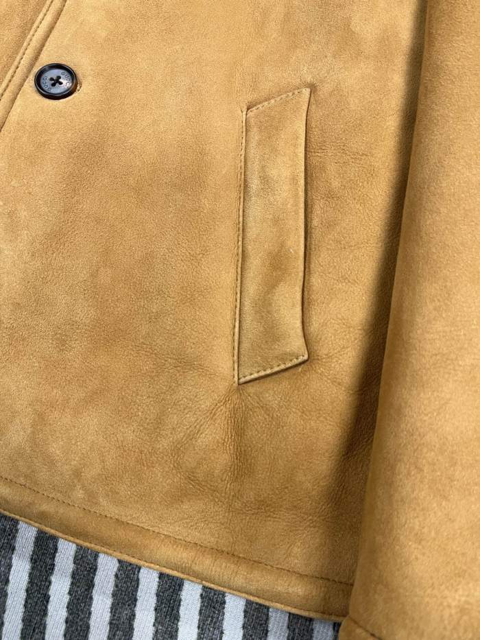 NIGO Gucci Men's And Women's Autumn And Winter Solid Color Suede Single Breasted Long Sleeved Wool Lined Jacket #nigo74481