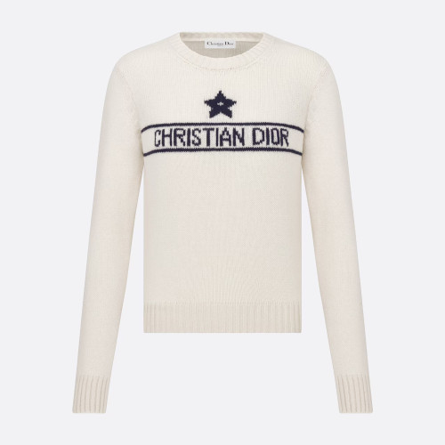 NIGO Dior Women's Autumn And Winter Jacquard Knit Sweater Gray Pink 100% Cashmere Fabric With Logo Round Neck Long Sleeve Pullover Knitted Sweater #nigo71784