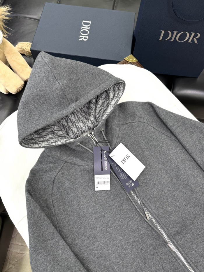 NIGO Dior Men's Spring and Autumn Solid Color Jacquard Cashmere Hooded Zipper Long Sleeve Jacket Drawstring Lace-Up Leisure Pants Suit Set #nigo74477