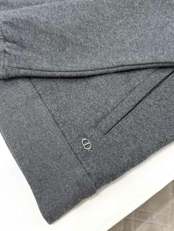 NIGO Dior Men's Spring and Autumn Solid Color Jacquard Cashmere Hooded Zipper Long Sleeve Jacket Drawstring Lace-Up Leisure Pants Suit Set #nigo74477