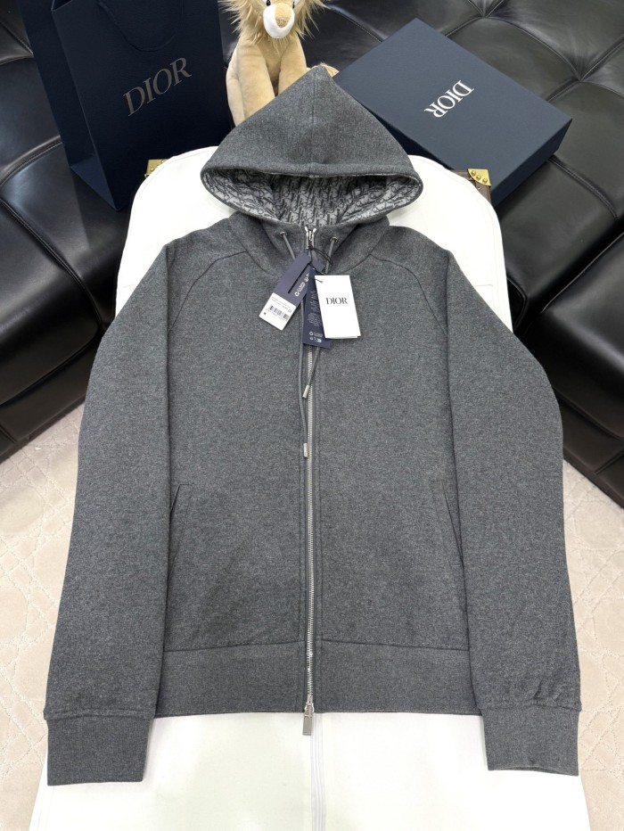 NIGO Dior Men's Spring and Autumn Solid Color Jacquard Cashmere Hooded Zipper Long Sleeve Jacket Drawstring Lace-Up Leisure Pants Suit Set #nigo74477