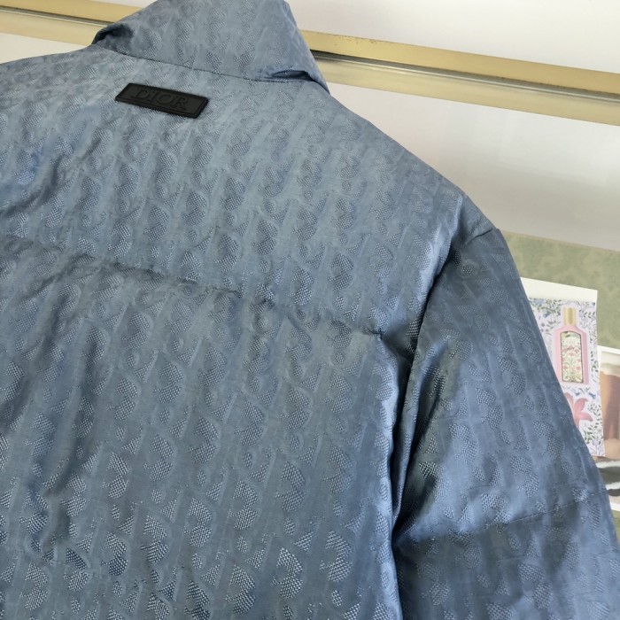 Nigo Dior Men's Fall And Winter Blue Dark Logo Print Lapel Single Breasted Long Sleeved Puffer Down Jacket #nigo74511