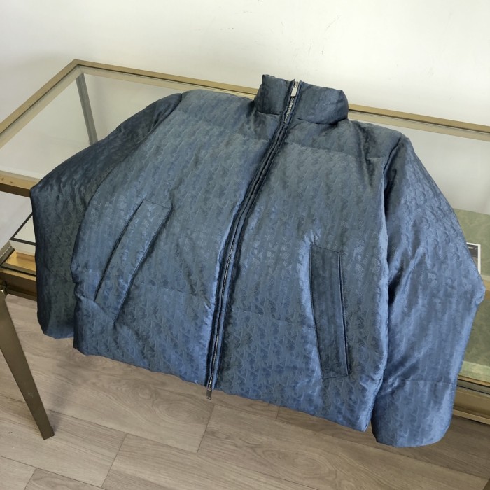 Nigo Dior Men's Fall And Winter Blue Dark Logo Print Lapel Single Breasted Long Sleeved Puffer Down Jacket #nigo74511