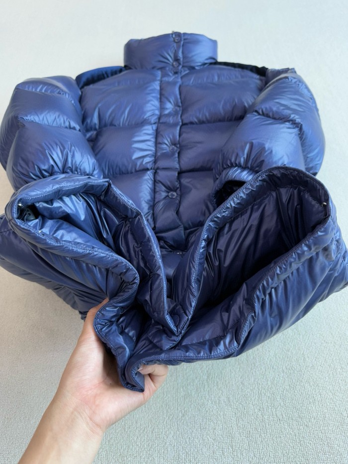 NIGO Moncler Women's Autumn and Winter Solid Color Splicing Fabric Standing Collar Long Zipper Puffer Down Long Sleeve Jacket #nigo74525
