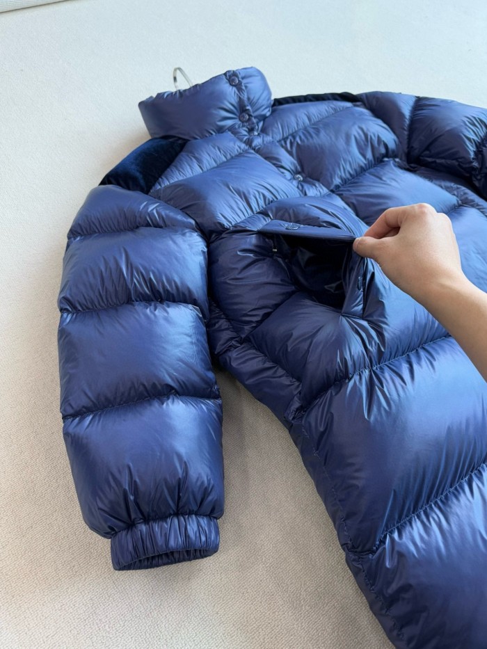NIGO Moncler Women's Autumn and Winter Solid Color Splicing Fabric Standing Collar Long Zipper Puffer Down Long Sleeve Jacket #nigo74525