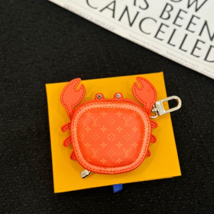 NIGO Louis Vuitton Men's Solid Color Old Flower Pattern Zipper Closure Turtle Leather Spell Canvas Bag Pendant Coin Purse Headphone Bag Keychain #nigo74517
