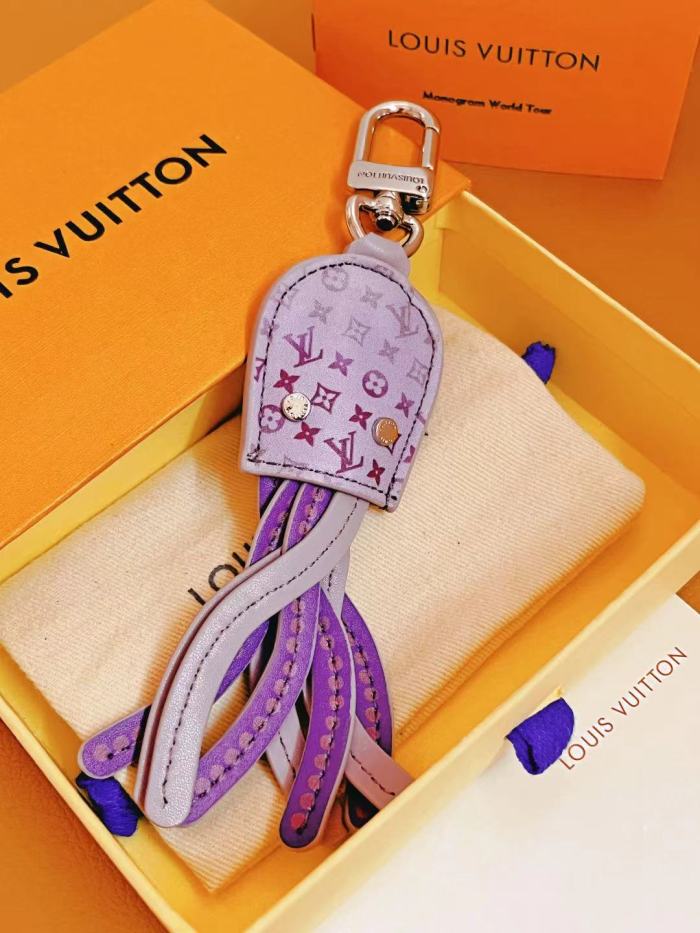 NIGO Louis Vuitton Men's Solid Color Old Flower Pattern Octopus Shaped Leather Bag Pendant Keychain #nigo74518