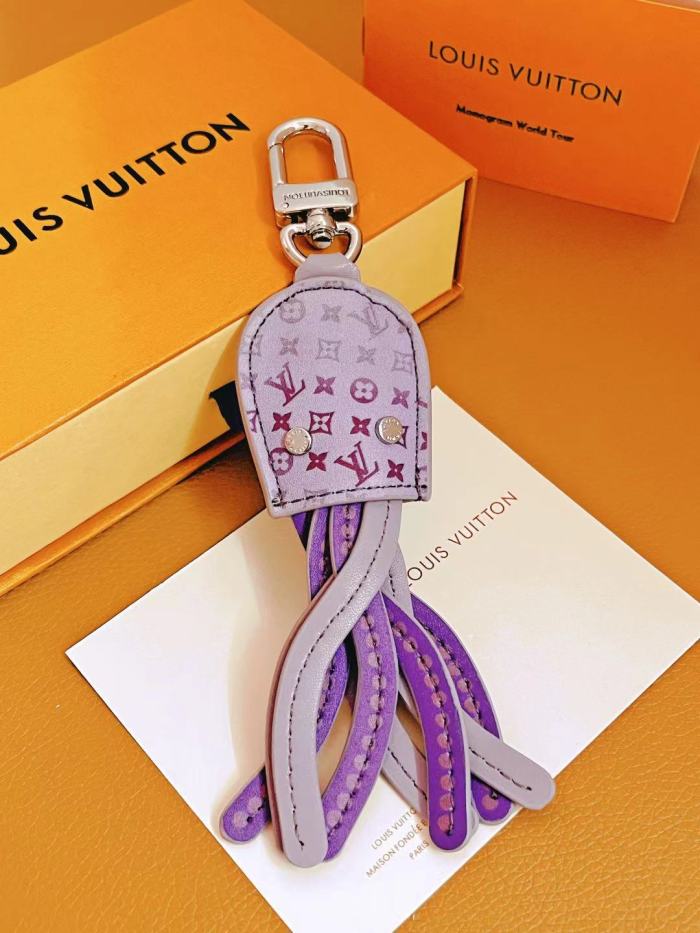 NIGO Louis Vuitton Men's Solid Color Old Flower Pattern Octopus Shaped Leather Bag Pendant Keychain #nigo74518