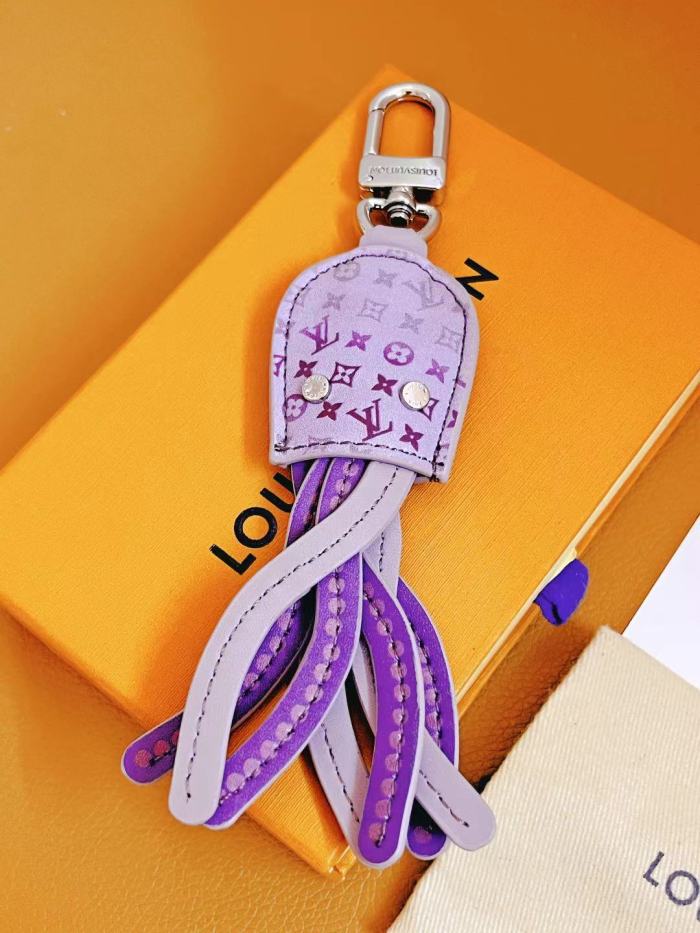 NIGO Louis Vuitton Men's Solid Color Old Flower Pattern Octopus Shaped Leather Bag Pendant Keychain #nigo74518