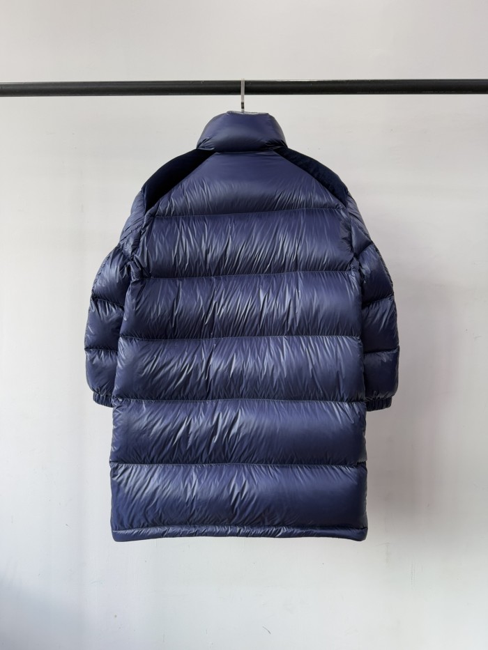 NIGO Moncler Women's Autumn and Winter Solid Color Splicing Fabric Standing Collar Long Zipper Puffer Down Long Sleeve Jacket #nigo74525