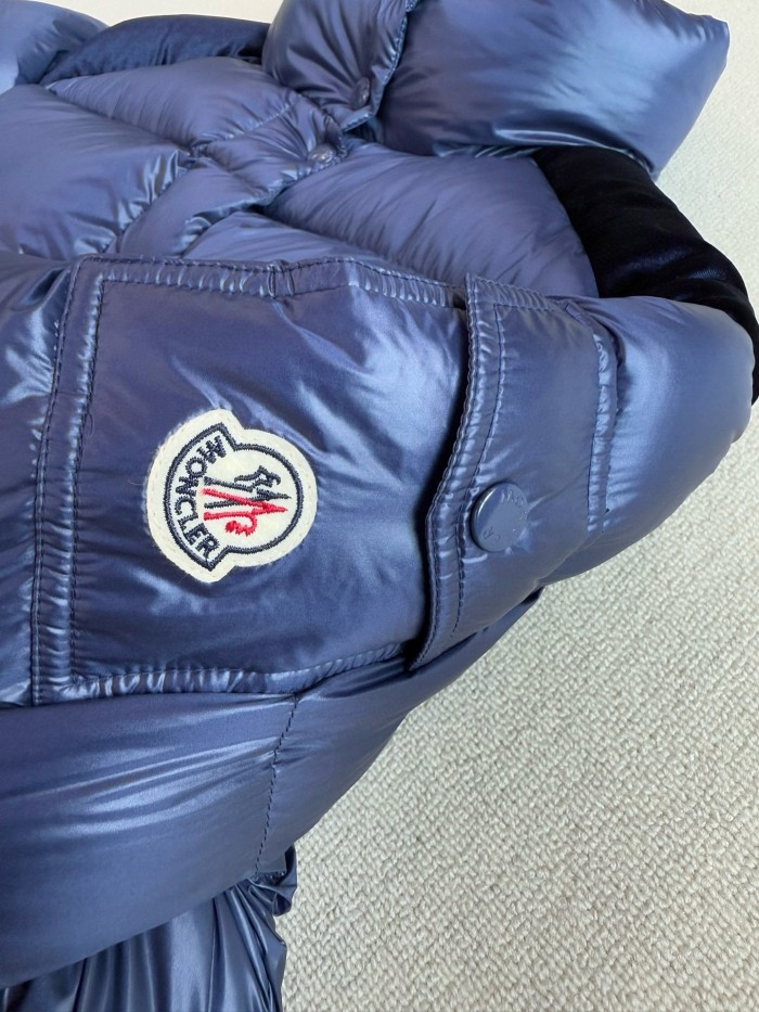 NIGO Moncler Women's Autumn and Winter Solid Color Splicing Fabric Standing Collar Long Zipper Puffer Down Long Sleeve Jacket #nigo74525