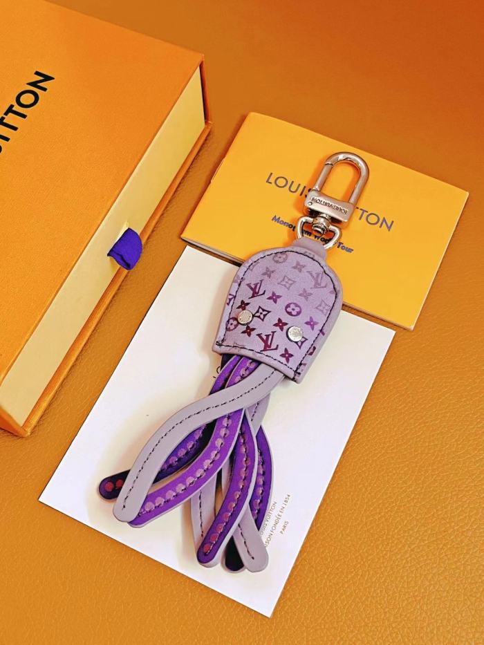 NIGO Louis Vuitton Men's Solid Color Old Flower Pattern Octopus Shaped Leather Bag Pendant Keychain #nigo74518